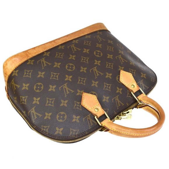 LOUIS VUITTON LV Logo Alma Hand Bag Monogram Leather Brown France M51130 80MX456 - Picture 6 of 10
